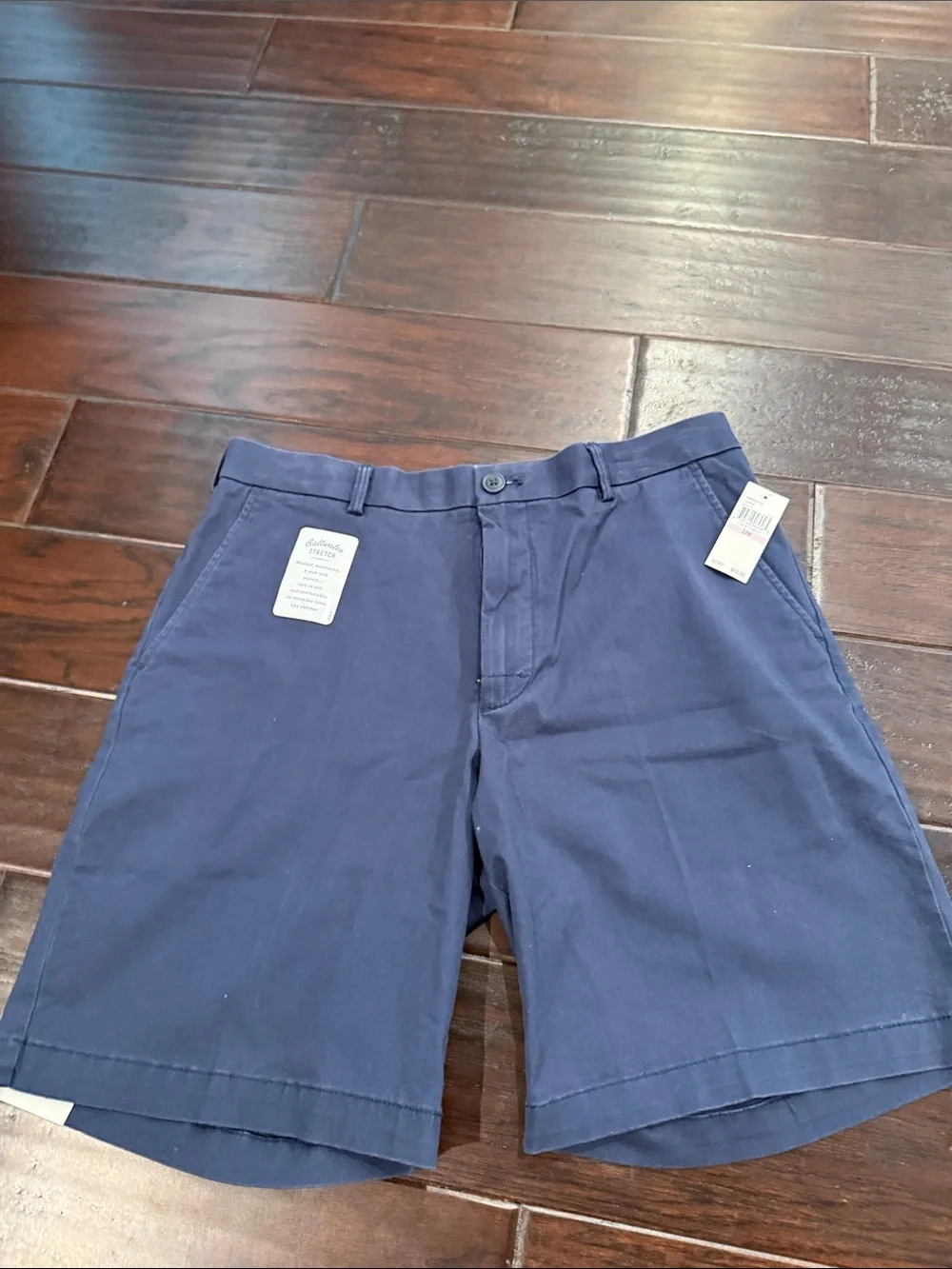 Izod Navy Flat-Front Cotton Chino Shorts